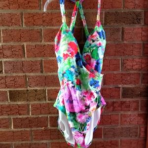 Lands End one piece floral bathing suit